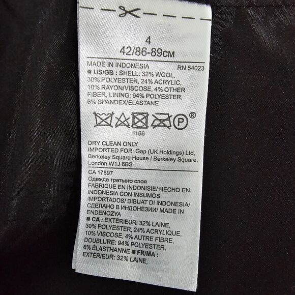 Banana Republic Houndstooth Plaid Jacket Peacoat Wool Blend Size 4 Black White - Picture 12 of 12